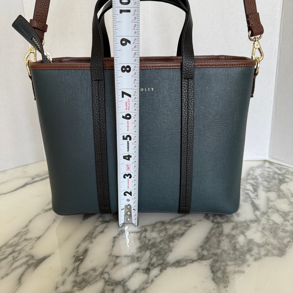 Radley London Templeton Place Blue/Brown leather Small Ziptop Grab Crossbody Bag - Picture 15 of 16
